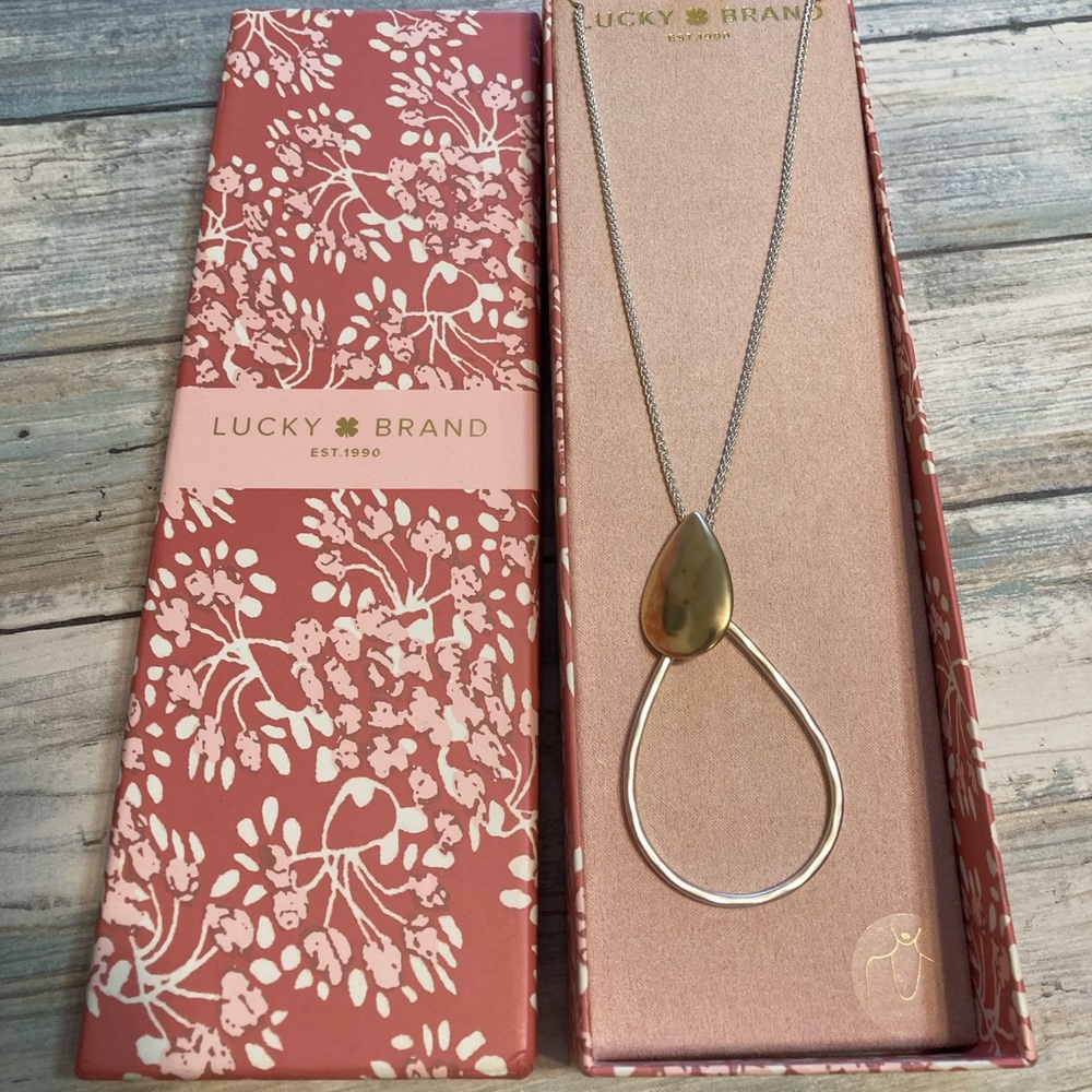 Lucky Brand two tone Pendant NWOT Necklace Chain‎  24" Gold Silver tone IOB
